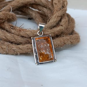 Amber Pendant ,Handmade Amber Pendant, 925 Sterling Silver Jewelry , Wedding Silver Pendant, Gift For Woman ,Amber Silver Gemstone,