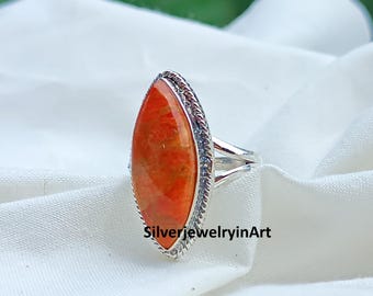Sponge Coral Sterling Silver Ring: Handmade Boho Statement Jewelry