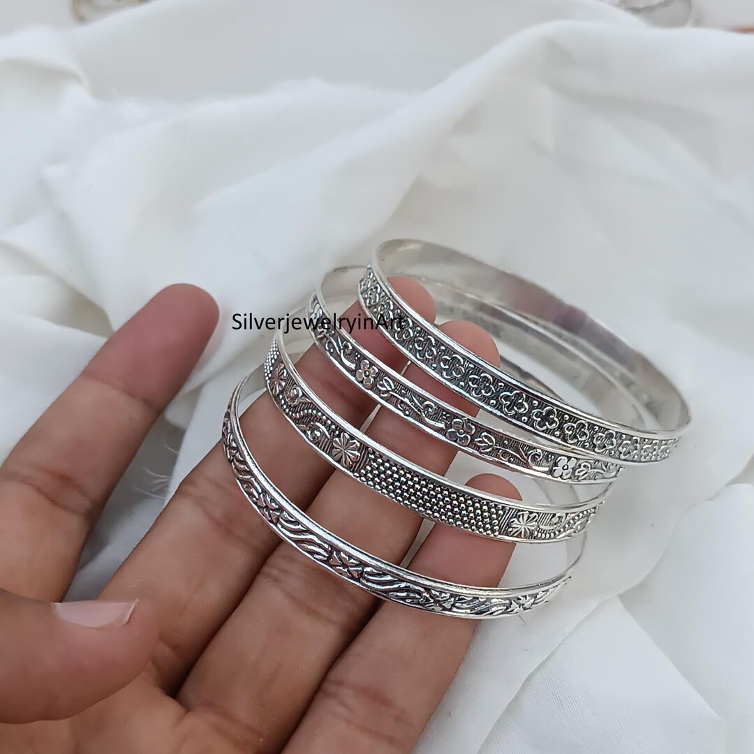 Sterling Silver Bangle Set: Handmade .925 Silver Bangles - Etsy