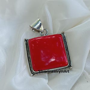 Red Coral Pendant ,925 Sterling Silver Pendant, Handmade Necklace ,Coral Gemstone Pendant, Women Necklace, Anniversary Gift, Gift For Her