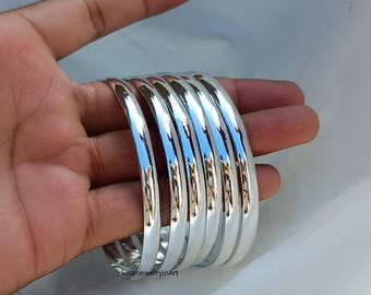 Sterling Silver Bangle Set of 7: Handmade Boho Stacking Bangles