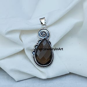 Smoky Quartz Pendant, 925 Sterling Silver Pendant, Handmade Solid Silver Pendant, Wadding Jewelry, Amazing Designer Pendant, Gift For Her.