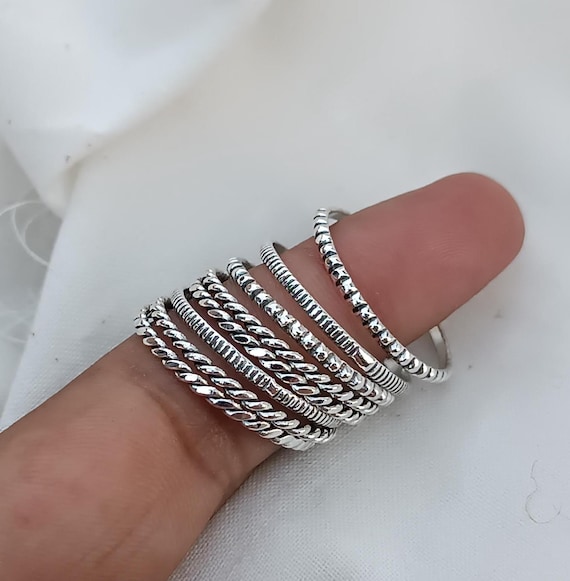 Stackable Sterling Silver Ring Set - Handmade Jewelry - Etsy 日本