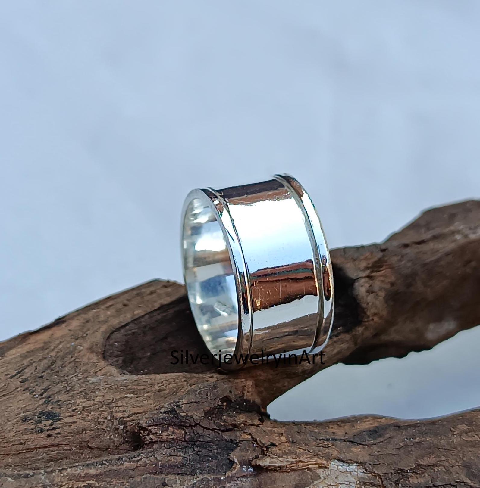 Sterling Silver Spinner Band Ring: Wide Statement Ring - Etsy Canada