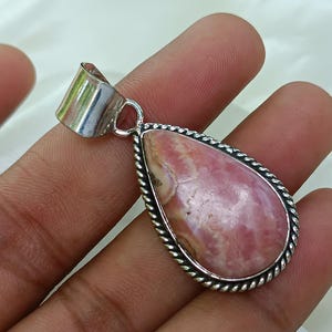 Rhodochrosite Gemstone Pendant,925 Sterling Silver Pendant,Rhodochrosite Jewelry,Handmade Pendant,Women Jewelry, Christmas Gift,Gift For Her