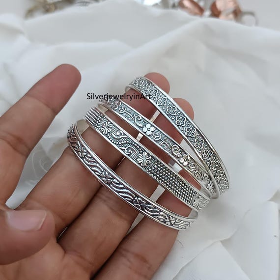 Sterling Silver Bangle Set: Handmade .925 Silver Bangles - Etsy