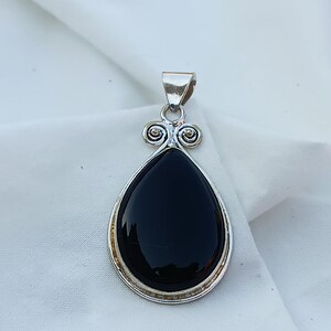 Handmade Black Onyx 925 Sterling Silver Pendant: Statement Jewelry