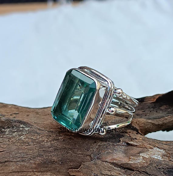 Bague aigue-marine, bijoux faits main, bijoux en pierres