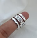 Handmade Sterling Silver Stacking Ring Set: Floral Design product logo