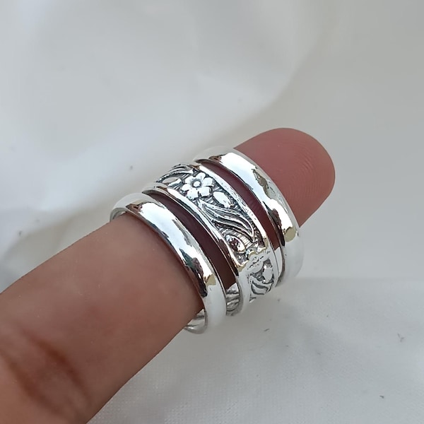 Sterling Silver Stacking Rings Set: Assorted Patterns, Thin & Thick