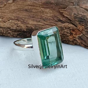 Handmade Aquamarine Statement Ring: 925 Sterling Silver Wedding Jewelry