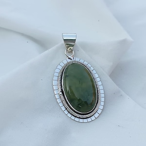 Natural Prehnite Pendant, 925 Sterling Silver Pendant ,Birthday Gift ,Handmade Jewelry ,Gift For Women Statement Pendant  Prehnite Gemstone,