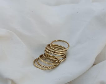 Handgemaakte koperen ringenset, stapelringen, statement sieraden