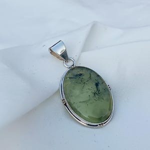 Green Prehnite Pendant ,Silver Pendant  ,Women Jewelry ,Prehnite Gemstone ,Handmade  Pendant ,925 Sterling Silver Jewelry , Birthday Gift ,