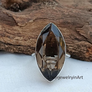 Smoky quartz Gemstone Jewelry,Silver Ring, Handmade Jewelry, 925 Sterling Silver ,quartz Ring, Anniversary Ring, Christmas Gift,Gift For Her