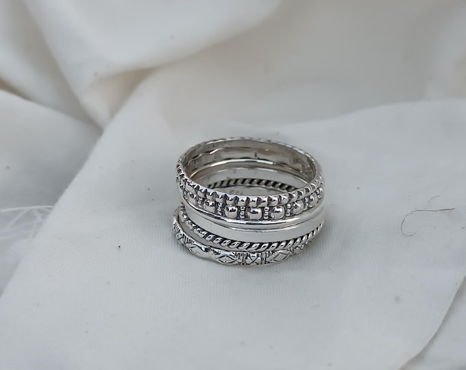 Handmade Sterling Silver Stacking Ring Set: Women's Jewelry