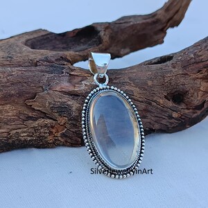 Pendentif quartz cristal : collier en argent sterling massif 925