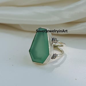 Chalcedony Gemstone Ring,925 Sterling Silver Ring,Coffin Chalcedony Jewelry Ring,Boho Ring Statement Ring, Handmade Ring,Gift For Christmas,