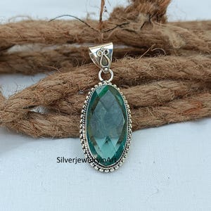 Blue aquamarine Pendant ,Handmade Silver Pendant, 925 Sterling Silver Pendant, Wedding Gift ,aquamarine Gemstone,Birthday Gift, Gift For Her