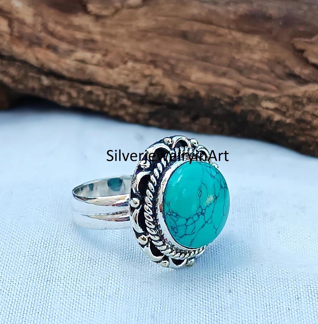 Handmade Turquoise Statement Ring: 925 Sterling Silver - Etsy