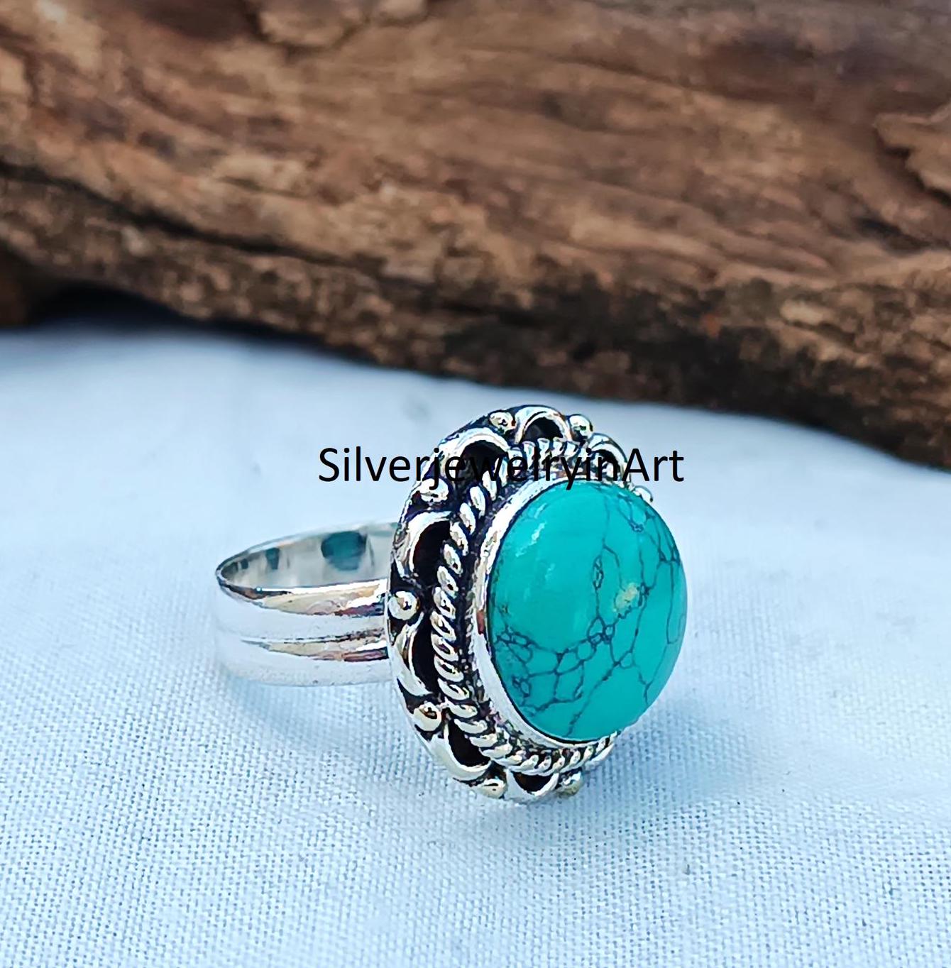 Handmade Turquoise Statement Ring: 925 Sterling Silver - Etsy