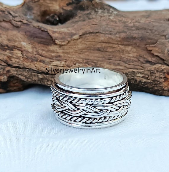 Handmade Sterling Silver Spinner Ring: Women's Stacking Band - Etsy