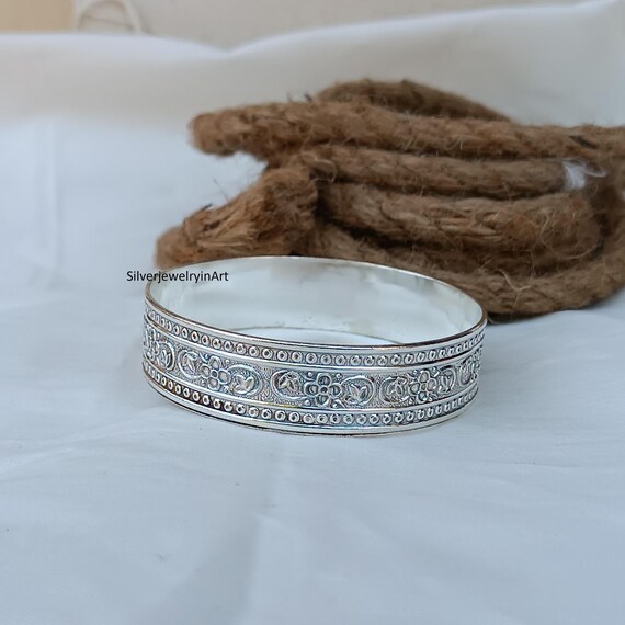 Handmade Sterling Silver Flower Bangle - Women's Cuff Jewelry - Etsy