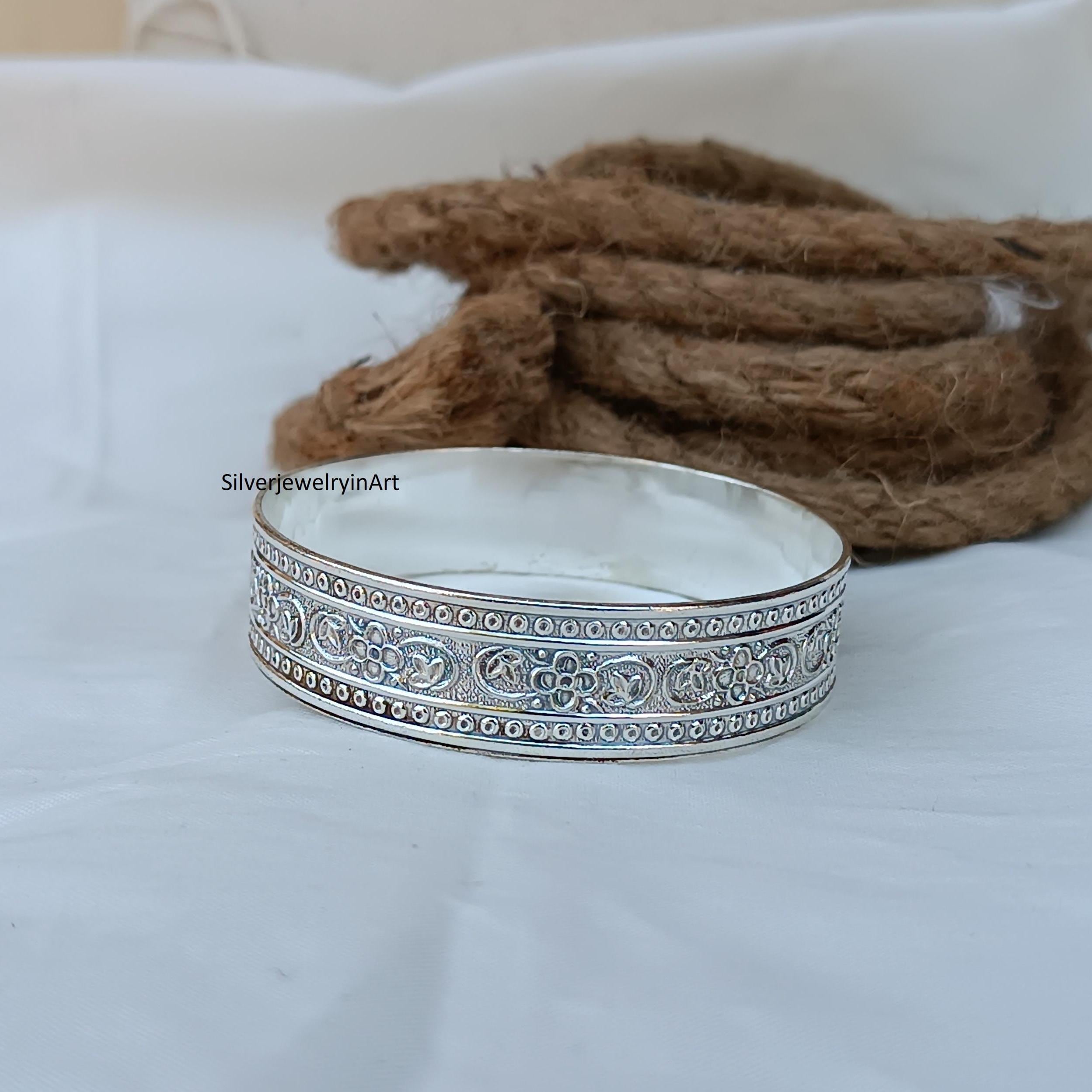 Handmade Sterling Silver Flower Bangle - Women's Cuff Jewelry - Etsy