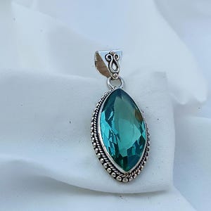 Aquamarine Pendant ,Handmade Pendant ,Birthday Gift ,925 Sterling Silver Pendant ,Aquamarine Silver Gemstone Women Jewelry ,Anniversary Gift