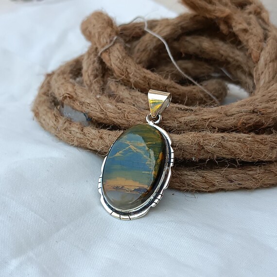 Handmade Pietersite Pendant: 925 Sterling Silver Gemstone Jewelry