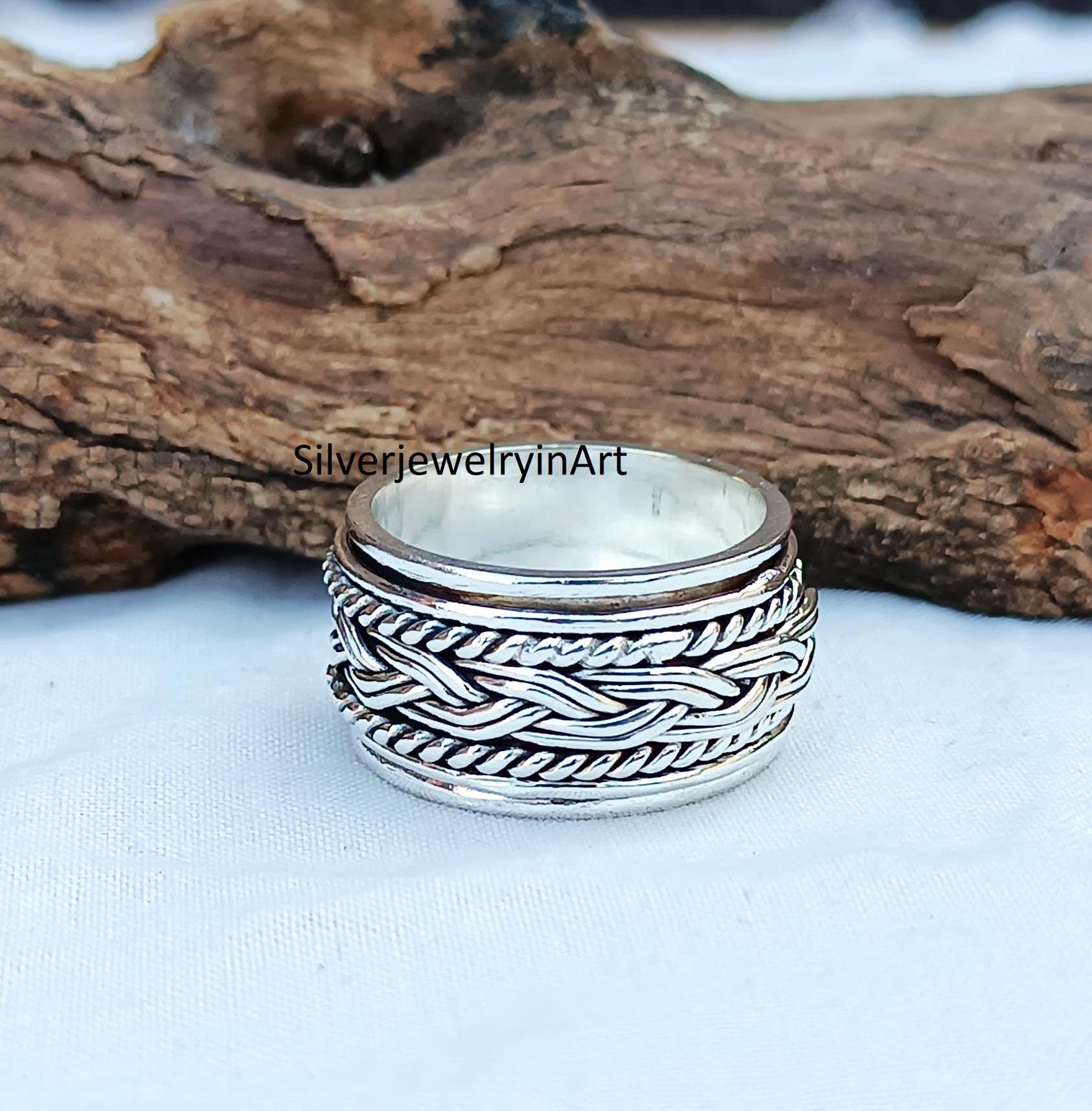 Handmade Sterling Silver Spinner Ring: Women's Stacking Band - Etsy