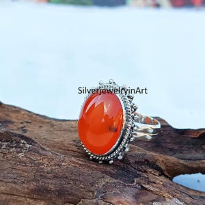 Red Carnelian 925 Sterling Silver Ring: Women&#39;s Gemstone Jewelry