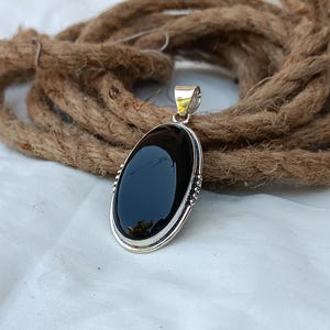 Black Onyx Pendant  ,Gift For Christmas , 925 Sterling Silver Pendant , Wedding Jewelry ,  Onyx Silver Gemstone , Handmade Pendant ,