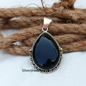 Black Onyx Pendant ,925 Sterling Silver Pendant ,Birthday Gift ,Black Onyx Gemstone, Unique Silver Pendant, Handmade Jewelry ,Gift For Women