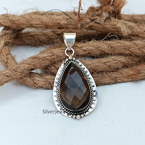 Designer Smoky Quartz Pendant , Brown Silver Pendant, 925 Sterling Silver Pendant , Handmade Jewelry, Women Pendant, Gift For Women ,