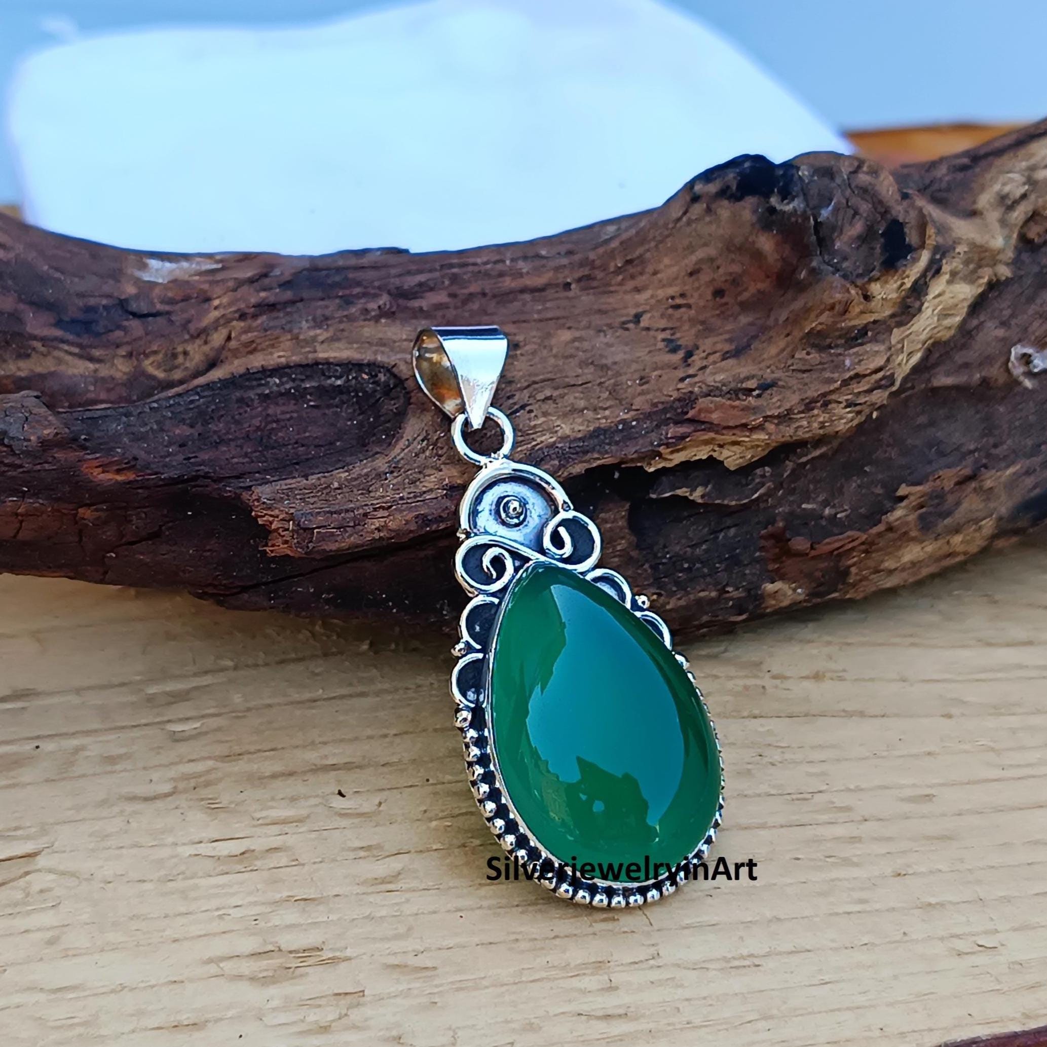 スワロフスキー✳️廃盤 boali antique green シルバー925 Green Onyx Sterling Silver Pendant: Healing Gemstone Jewelry - Etsy