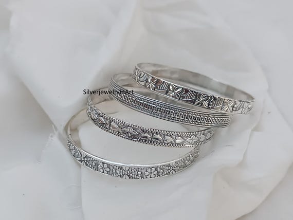 ⭐︎SALE⭐︎  Silver Bangle 925 Silver Design Bangle, 925 Sterling Silver Bangle, 7 Set of