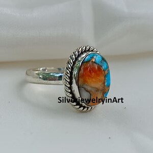 Oyster Turquoise Sterling Silver Ring: Handmade Boho Jewelry