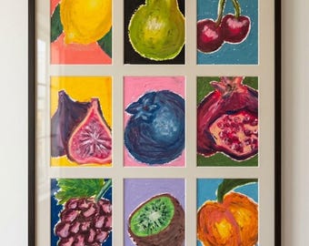 Fruit Series - Original ACEO Oil Pastel Paintings