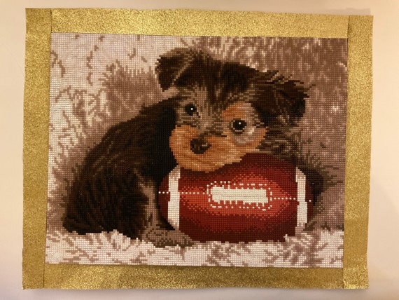 Football Doggo Diamond Art Canvas Completed 