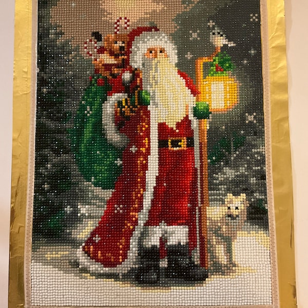 Santa and His Gifts Diamond Art Canvas Completed