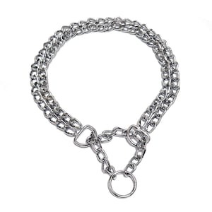 Dog collar chain collar double row choker with pull stop - various sizes