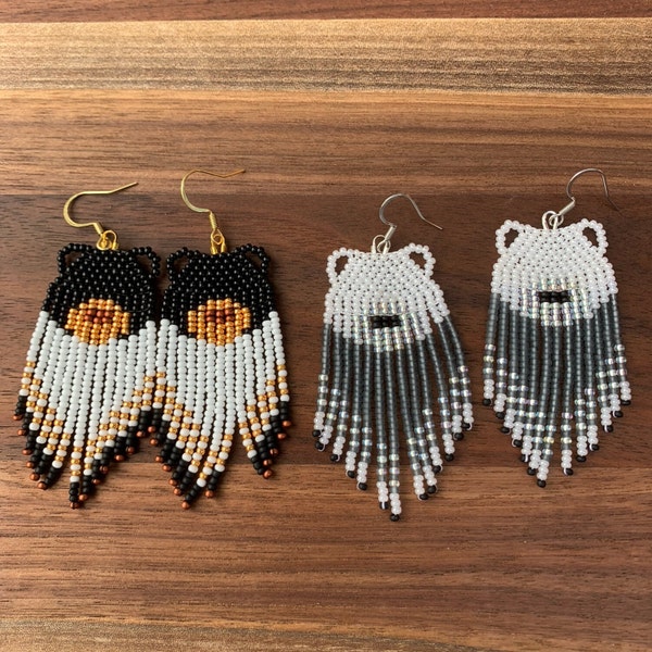 Black Bear Beaded Earrings | Polar Bear Beaded Earrings | Brown Bear Beaded Earrings | Beaded Bear Earrings | Indigenous Beaded Earrings