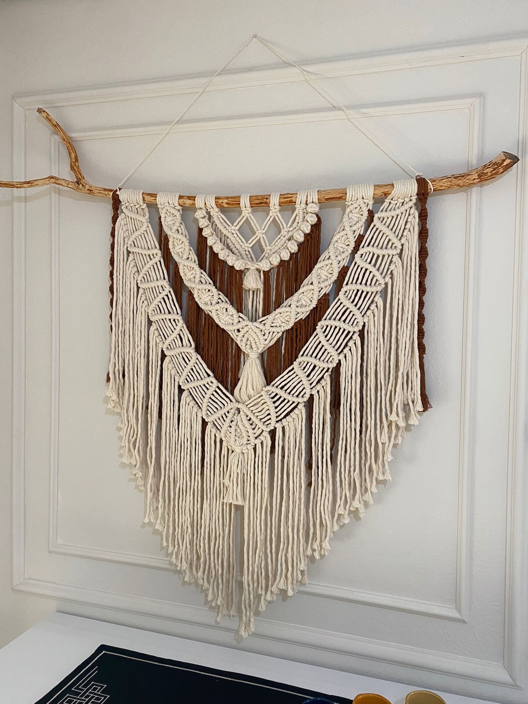 Large Macrame Wall Hanging, Wide Woven Tapestry Wall Hanging