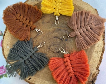 Macrame Feather PDF Pattern, DIY Macrame Leaf Macrame, Macrame Feather Keychain, PDF Keychain