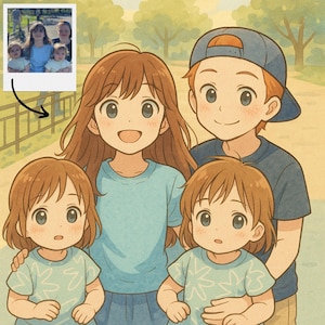 Illustration personnalisée en style bande dessinée japonaise (anime/manga)