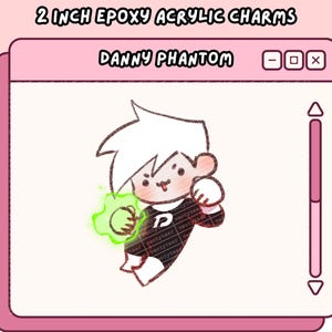 Ghost Danny 2 Inch Double-Sided Acrylic Charm with Epoxy | Cute Keychain Accessory for Ita Bags, Backpacks, or more! Phathom
