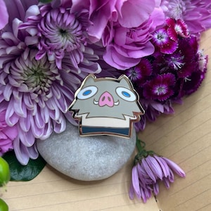 Demon pig // 1.5-inch gold hard enamel pin // Pig Slayer
