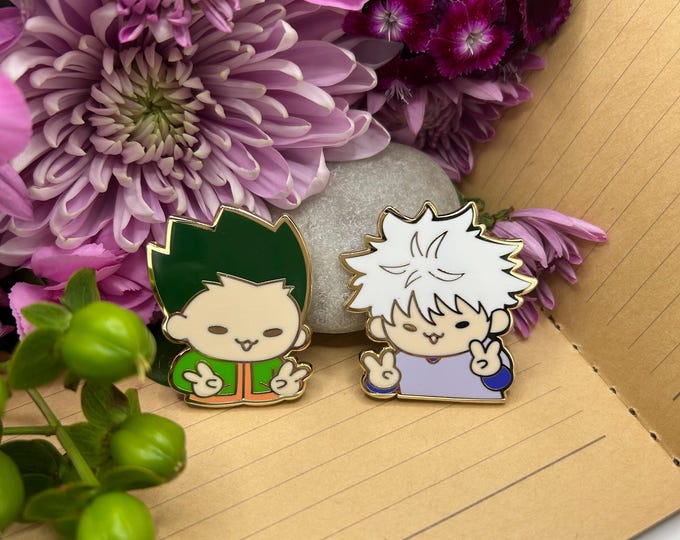 Meilleurs amis de Hunter // Épingle en or de 1,5 pouce en émail dur // Anime Hunter