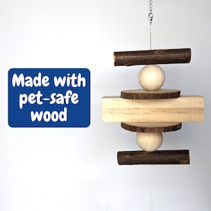Multi-wood Hanging Chew Toy for Gerbils, Hamsters, Mice & Rats, sanded + sanitised | Gerbil Toys, Hamster Chews, Rat Chew Toy, Toys for Mice